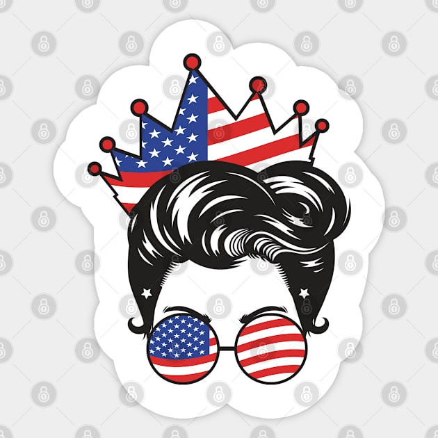 Messy bun Crown All American Girl Ukraine Messy Bun Women American Mom Sticker by BeHappy12